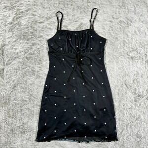 Forever 21 Babydoll Slip Dress Black S Celestial Whimsigoth LBD Y2K Stars
